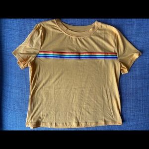 Yellow / Rainbow Stripe Crop Top